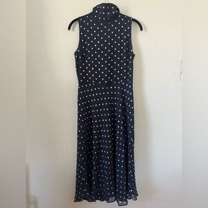 Taylor Navy and White Polka Dot Midi Dress